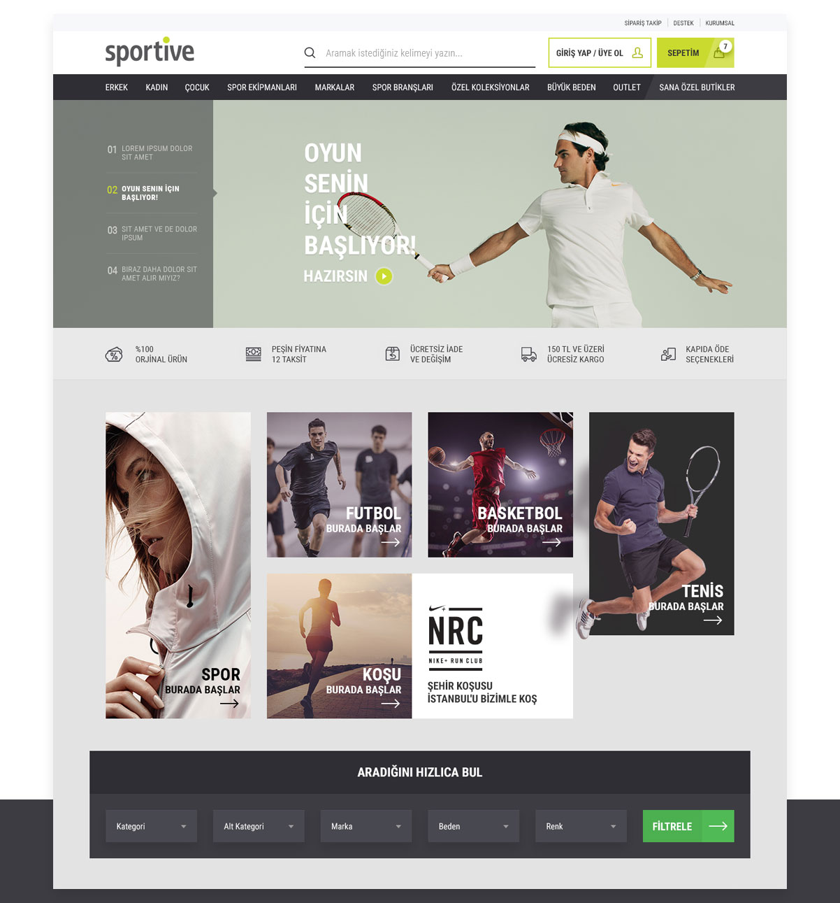 Sportive anasayfa mobil ve desktop